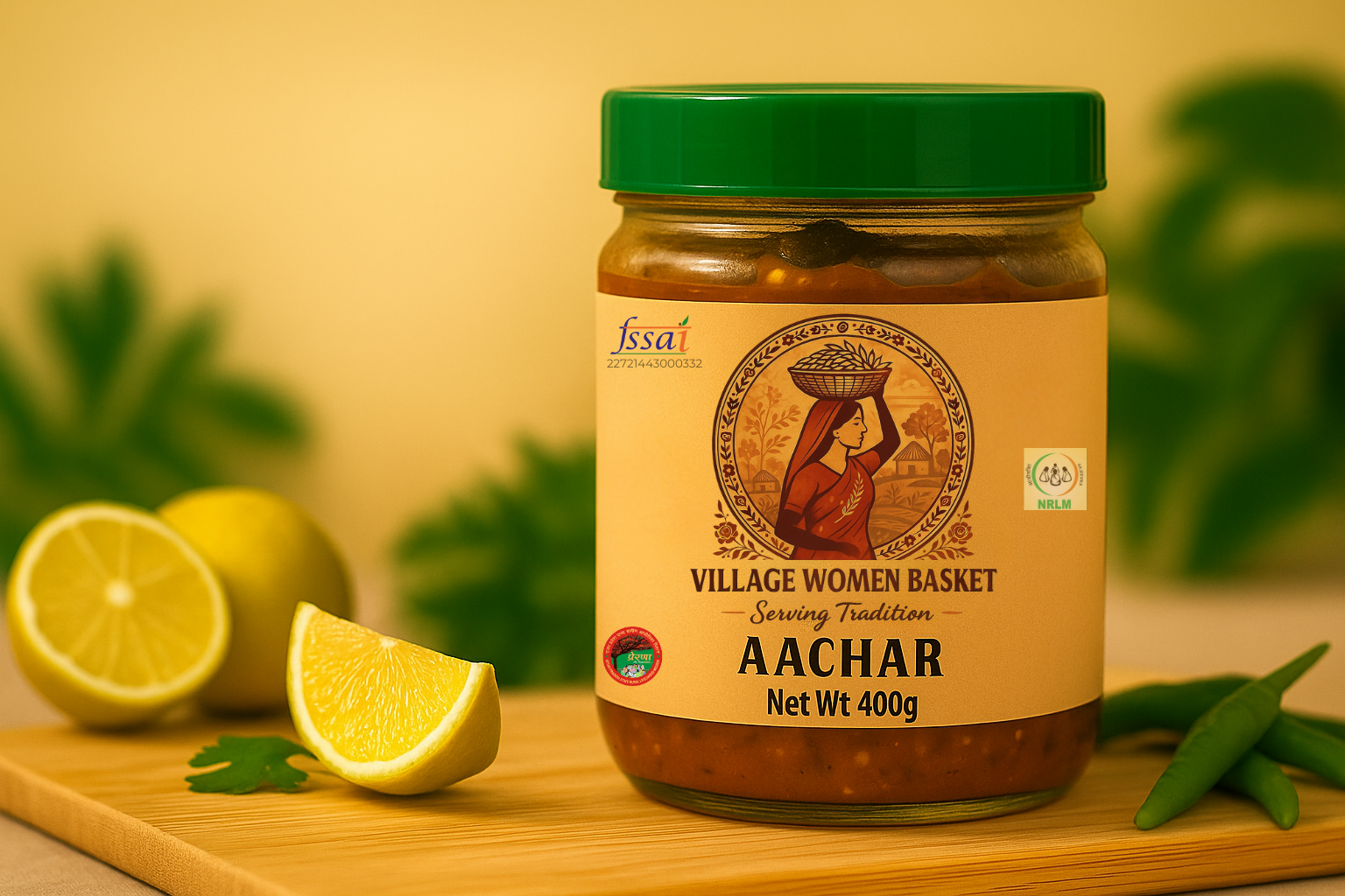 Village Women Basket Aachar Jar